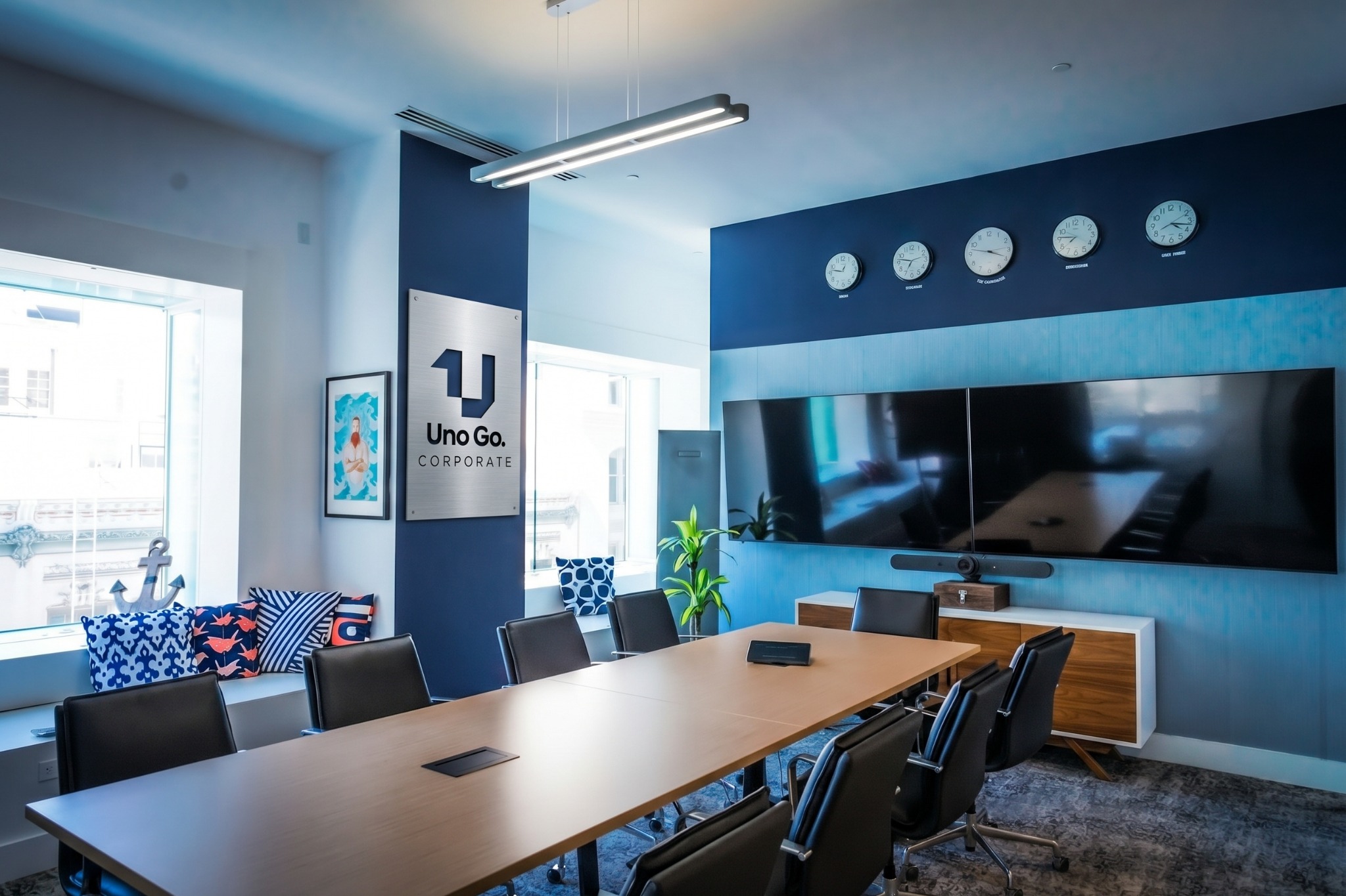 Ambiente corporativo de reunião e planejamento
